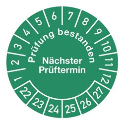 Mehrjahresprüfplakette D30mm Prüfung bestanden 22-27 Folie selbstkl.10St.p.Bogen