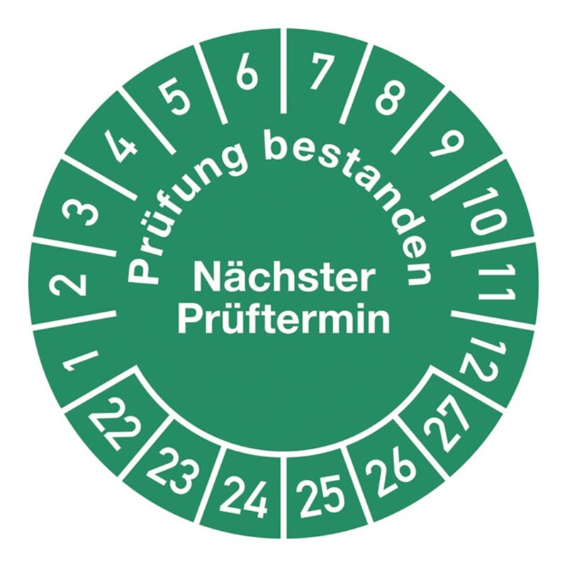 Mehrjahresprüfplakette D30mm Prüfung bestanden 22-27 Folie selbstkl.10St.p.Bogen