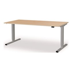 Schreibtisch levero H650-1250xB1800xT800mm weißaluminium/Ahorn elektr.MAUSER
