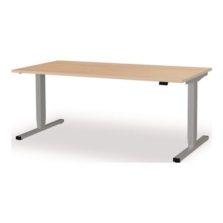 Schreibtisch levero H650-1250xB1800xT800mm weißaluminium/Ahorn elektr.MAUSER