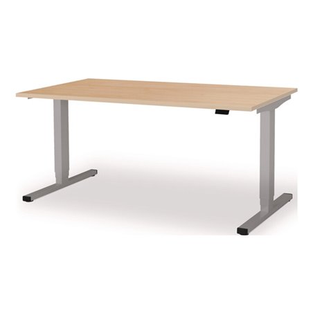Schreibtisch levero H650-1250xB1600xT800mm weißaluminium/Ahorn elektr.MAUSER