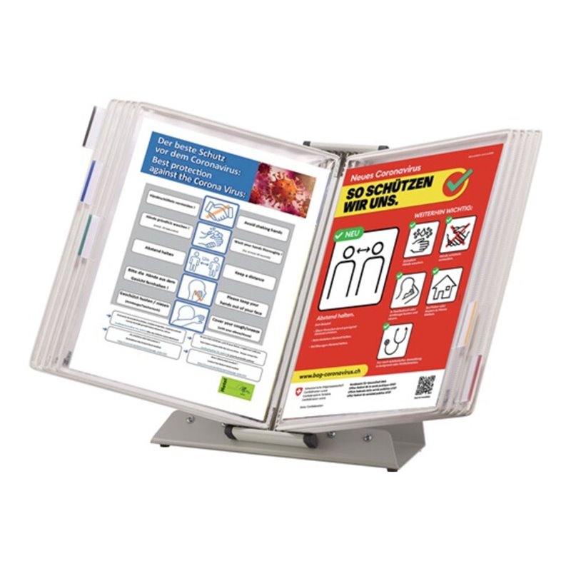 Tischständer PVC weiß 10 Sichttafeln A4 lackierter Metallständer TARIFOLD