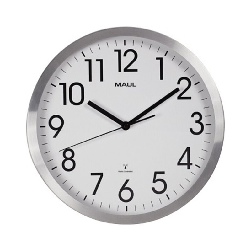 MAUL Funkwanduhr MAULmove DCF77 30cm rund analog Alu si