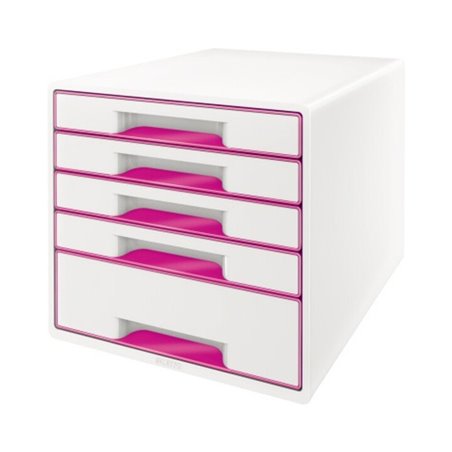 Leitz Schubladenbox WOW CUBE 52142023 5Schubfächer weiß/pink