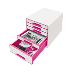 Leitz Schubladenbox WOW CUBE 52142023 5Schubfächer weiß/pink