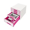 Leitz Schubladenbox WOW CUBE 52142023 5Schubfächer weiß/pink