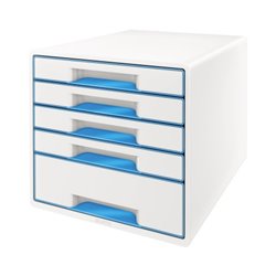 Leitz Schubladenbox WOW CUBE 52142036 5Schubfächer weiß/blau