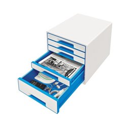 Leitz Schubladenbox WOW CUBE 52142036 5Schubfächer weiß/blau