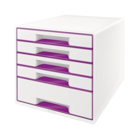 Leitz Schubladenbox WOW CUBE 52142062 5Schubfächer weiß/violett