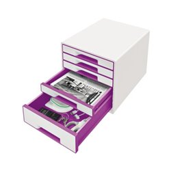 Leitz Schubladenbox WOW CUBE 52142062 5Schubfächer weiß/violett