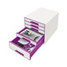 Leitz Schubladenbox WOW CUBE 52142062 5Schubfächer weiß/violett