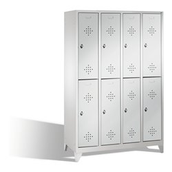 C+P Doppelstockspind Classic auf Füßen 8 Fächer Front Lichtgrau Korpus Lichtgrau