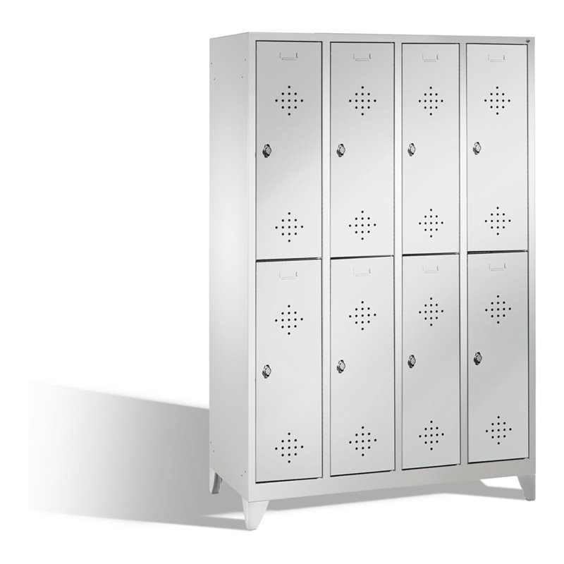 C+P Doppelstockspind Classic auf Füßen 8 Fächer Front Lichtgrau Korpus Lichtgrau