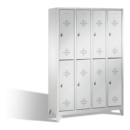 C+P Doppelstockspind Classic auf Füßen 8 Fächer Front Lichtgrau Korpus Lichtgrau