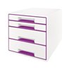 Leitz Schubladenbox WOW CUBE 52132062 4Schubfächer weiß/violett