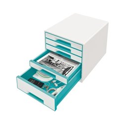 Leitz Schubladenbox WOW CUBE 52142051 5Schubfächer weiß/eisblau