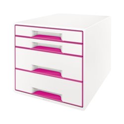 Leitz Schubladenbox WOW CUBE 52132023 4Schubfächer weiß/pink