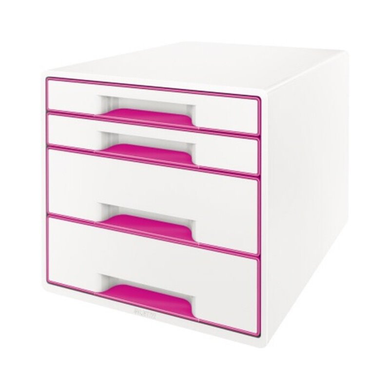 Leitz Schubladenbox WOW CUBE 52132023 4Schubfächer weiß/pink