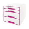 Leitz Schubladenbox WOW CUBE 52132023 4Schubfächer weiß/pink