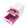 Leitz Schubladenbox WOW CUBE 52132023 4Schubfächer weiß/pink