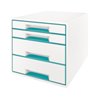 Leitz Schubladenbox WOW CUBE 52132051 4Schubfächer weiß/eisblau