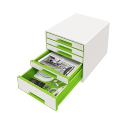 Leitz Schubladenbox WOW CUBE 52142054 5Schubfächer weiß/grün