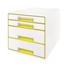 Leitz Schubladenbox WOW CUBE 52132044 4Schubfächer weiß/gelb