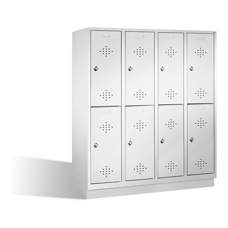 C+P Doppelstockspind Classic auf Sockel 8 Fächer Front Lichtgrau Korpus Lichtgrau