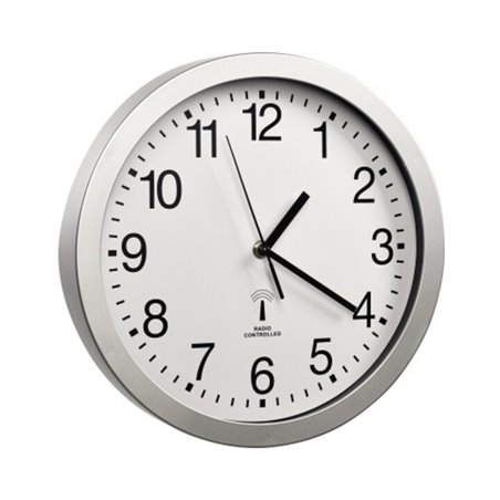 ALCO Funkwanduhr 194 rund 30cm Zifferblatt weiß Rahmen silber