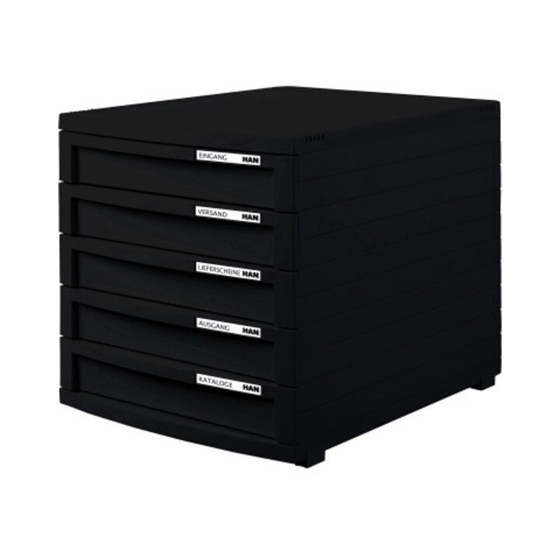 HAN Schubladenbox CONTUR 1505-13 DIN A4/B4/C4 5Schübe geschl. sw/sw