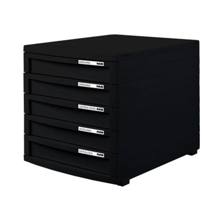 HAN Schubladenbox CONTUR 1505-13 DIN A4/B4/C4 5Schübe geschl. sw/sw