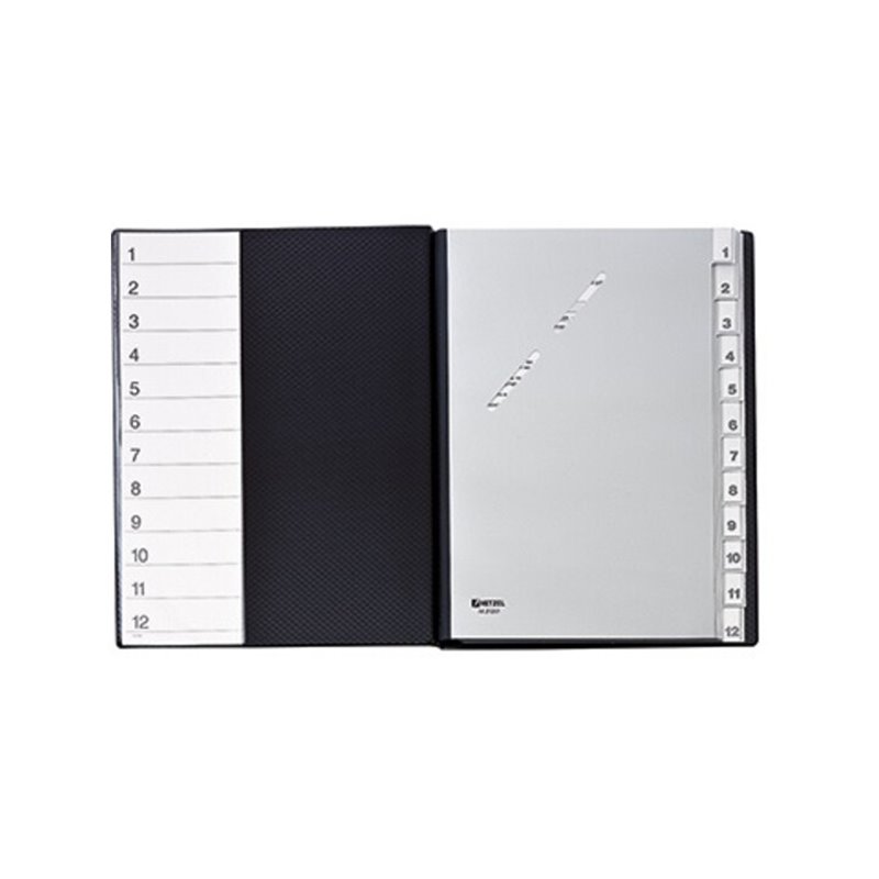 Hetzel Ordnungsmappe 14212091 DIN A4 12-teilig PP schwarz