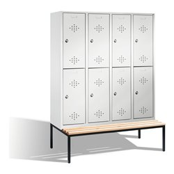 C+P Doppelstockspind Classic mit Sitzbank 8 Fächer Front Lichtgrau Korpus Lichtgrau
