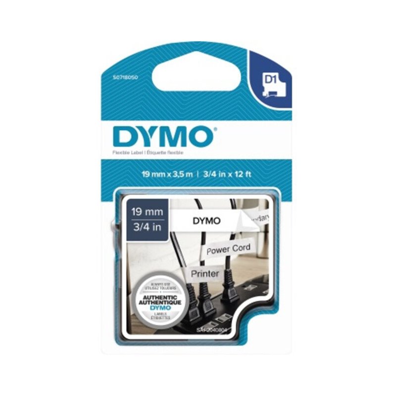 DYMO Schriftbandkassette Flex D1 S0718050 19mmx3,5m schwarz auf weiß