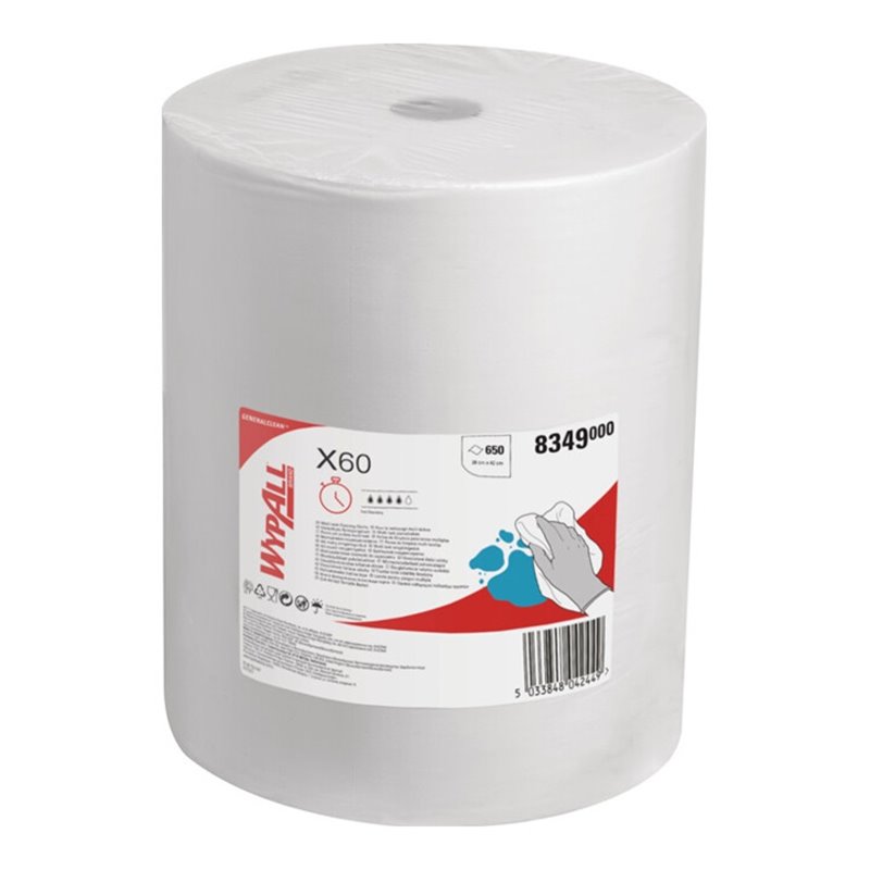 Wischtuch Wypall X60-8349 L380xB420ca.mm weiß 1-lagig 650 Tü./Rl.WYPALL