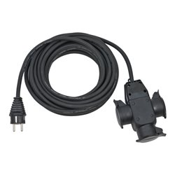 Baustellen-Verlängerungskabel 10m H07RN-F3G2,5 schwarz mit 3-fach Gummikupplung IP44