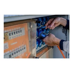 Camping-/Maritim CEE Verlängerungskabel IP44 25m orange H07RN-F 3G2,5 CEE-Stecker, Winkelkupplung 230V/16A
