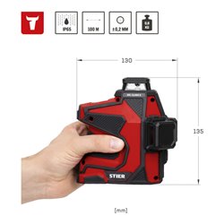 STIER Kreuzlinienlaser SKL 3x360°, 520nm, grün, 1/4' und 5/8' Gewinde im Koffer