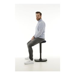 STIER Höhenverstellbarer Hocker mit Wippfunktion, Kunstleder schwarz