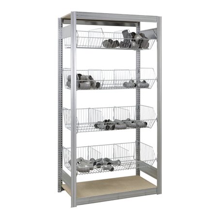 Regalwerk BERT Kleinteileregal Grundfeld mit Gitterkörben