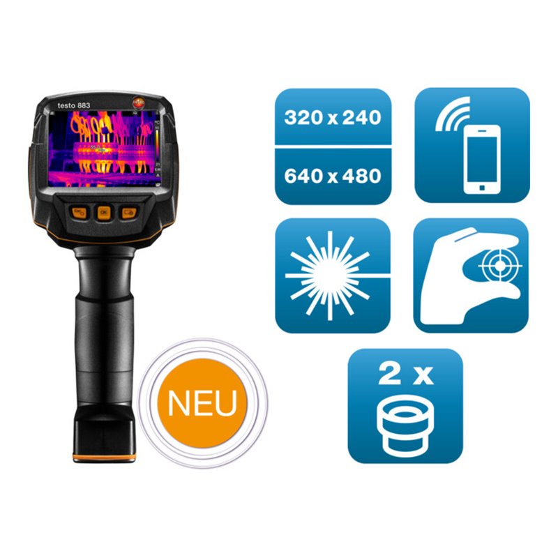 Testo 883 Wärmebildkamera 320 x 240 Pixel, Fokus manuell, App, Laser