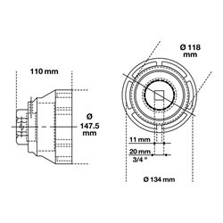 BGS Nutmutternschlüssel Zapfen innen liegend für MAN 133 - 145 mm