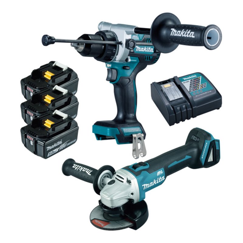 Makita Kombi Kit Akku-Winkelschleifer und Akku-Schlagbohrschrauber 18V DLX2434TJ