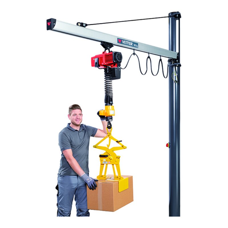 Vetter Säulenschwenkkran mit Aluminum-Ausleger, Elektrokettenzug m. Einhandbedienung 80kg, 2,4m