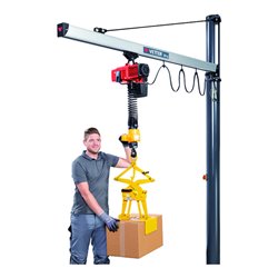 Vetter Säulenschwenkkran mit Aluminum-Ausleger, Elektrokettenzug m. Einhandbedienung 80kg, 1,9m