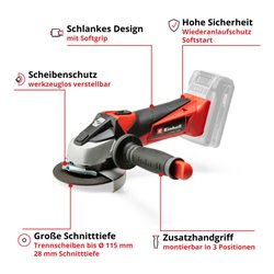 Einhell Akku-Winkelschleifer TE-AG 18/115 Li-Solo