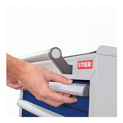 STIER Mobiler Schubladenschrank lichtgrau/enzianblau 600 mm