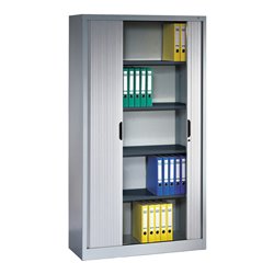 C+P Aktenschrank Omnispace mit Rollladen und 5 Ordnerhöhen Front Lichtgrau Korpus Lichtgrau