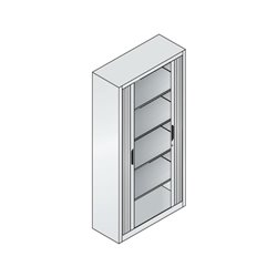 C+P Aktenschrank Omnispace mit Rollladen und 5 Ordnerhöhen Front Lichtgrau Korpus Lichtgrau