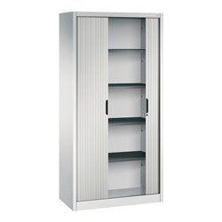 C+P Aktenschrank Omnispace mit Rollladen und 5 Ordnerhöhen Front Lichtgrau Korpus Lichtgrau